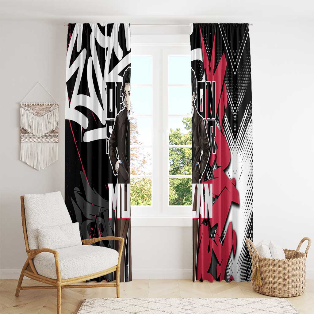 Muzan Demon Slayer Window Curtain Red Graffiti Anime Aesthetic