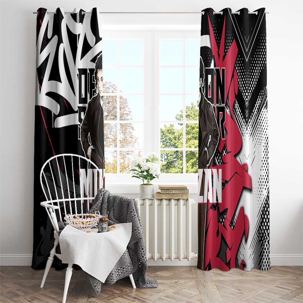 Muzan Demon Slayer Window Curtain Red Graffiti Anime Aesthetic