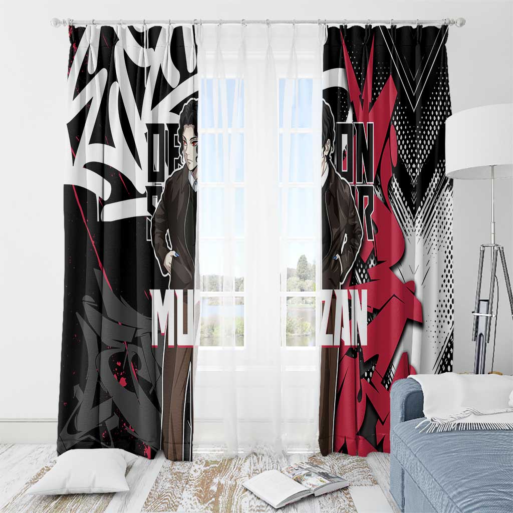 Muzan Demon Slayer Window Curtain Red Graffiti Anime Aesthetic