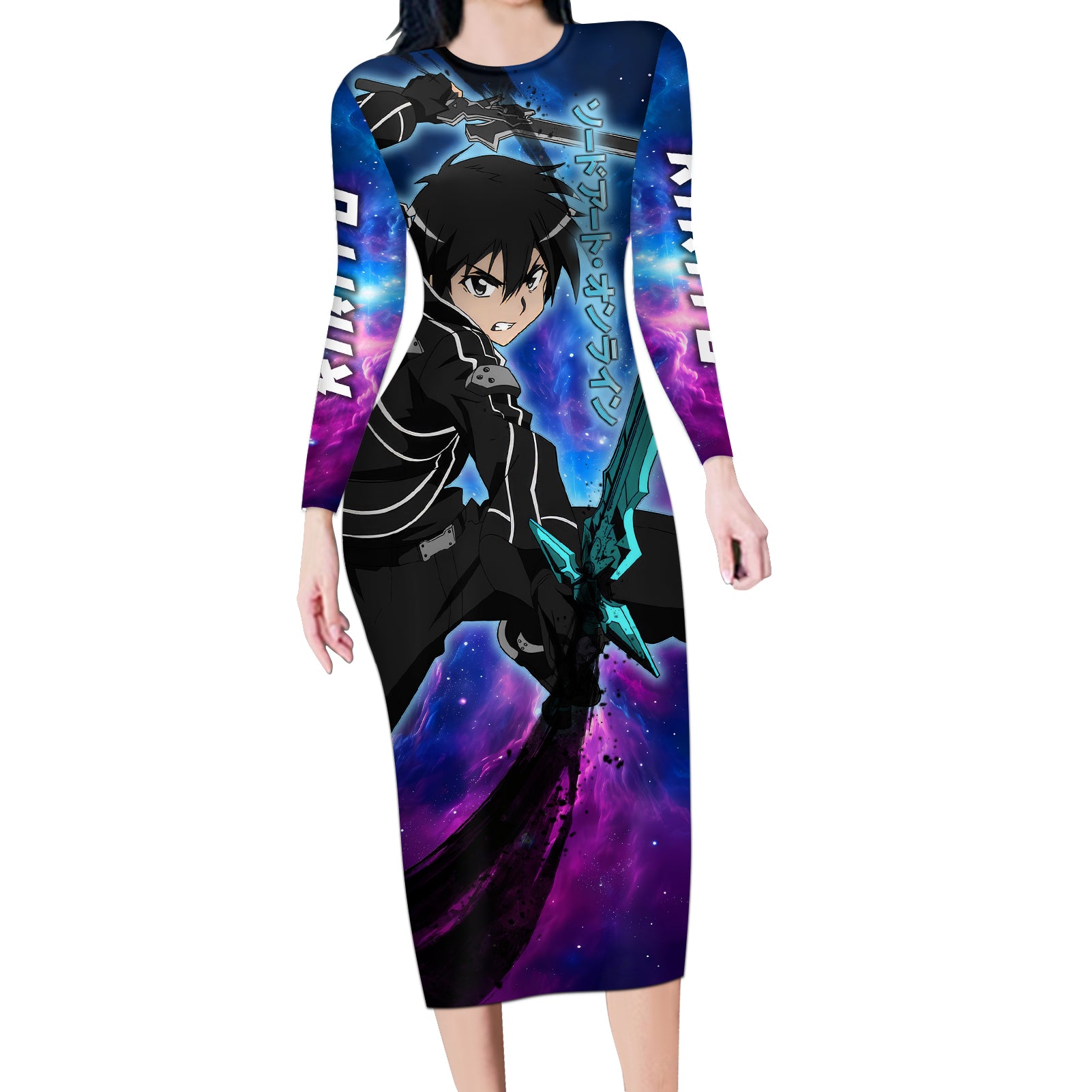 Kirito - Galaxy Style Long Sleeve Bodycon Dress Sword Art Galaxy Style
