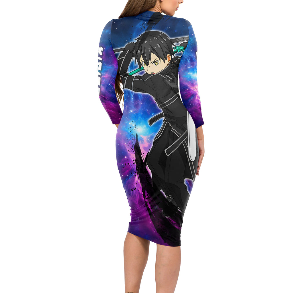 Kirito - Galaxy Style Long Sleeve Bodycon Dress Sword Art Galaxy Style