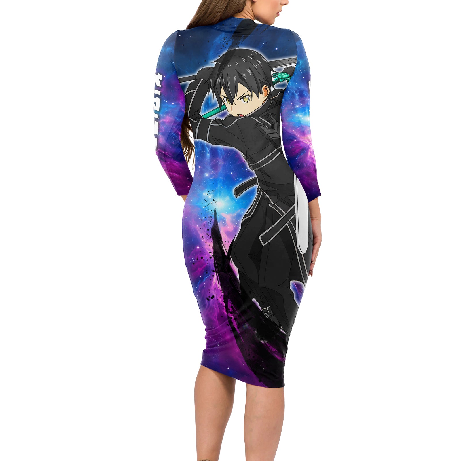 Kirito - Galaxy Style Long Sleeve Bodycon Dress Sword Art Galaxy Style