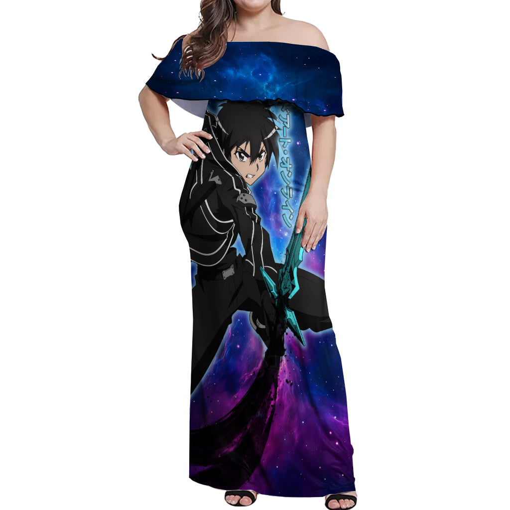 Kirito - Galaxy Style Off Shoulder Maxi Dress Sword Art Galaxy Style