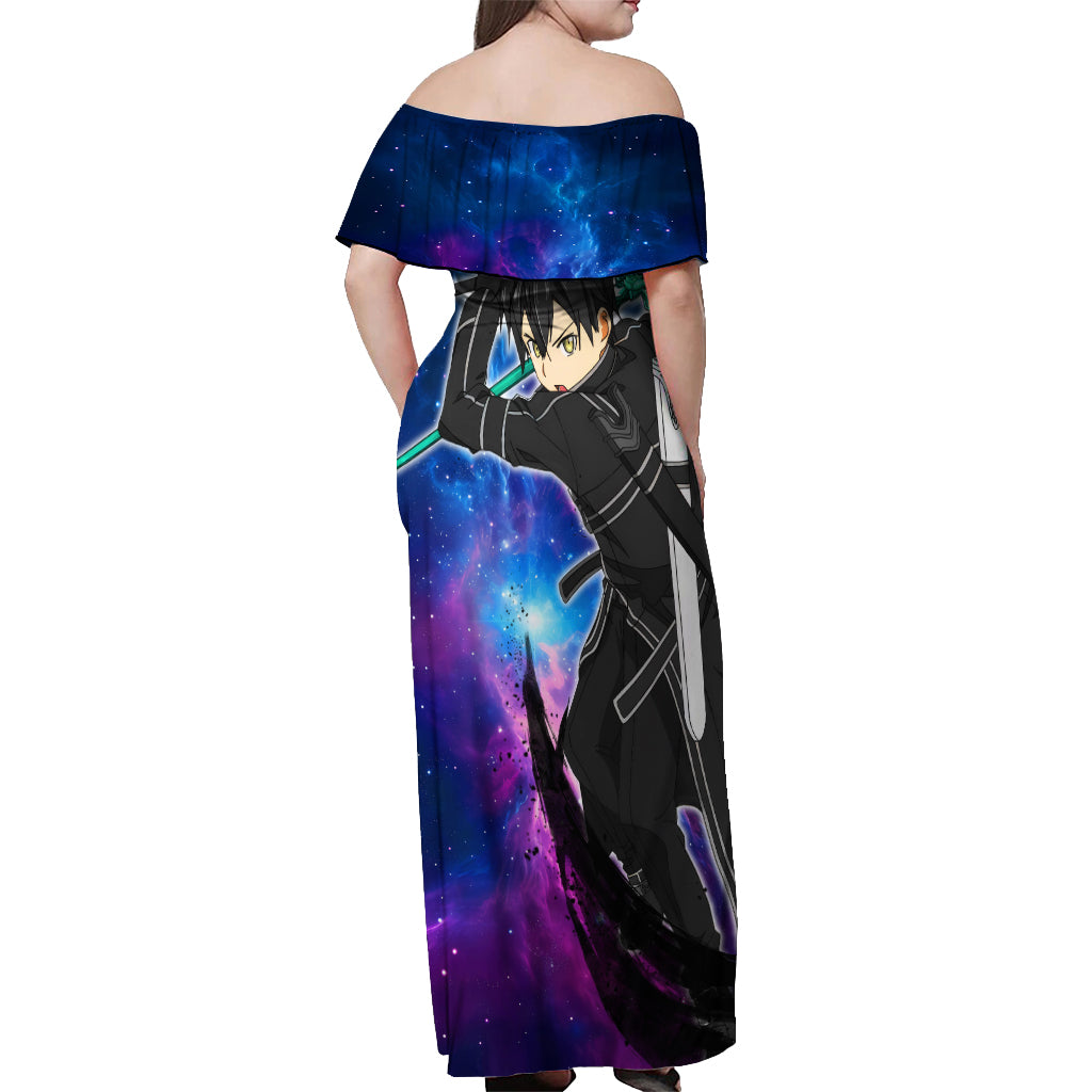 Kirito - Galaxy Style Off Shoulder Maxi Dress Sword Art Galaxy Style