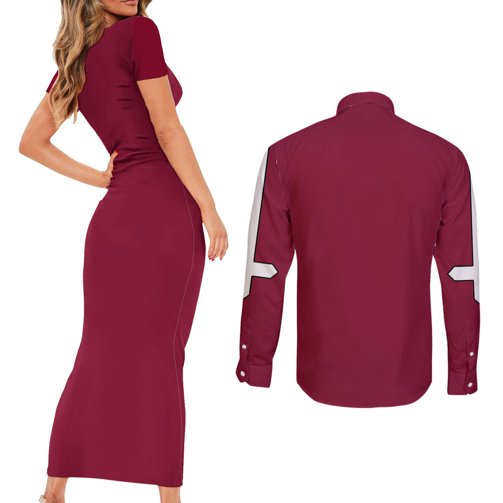 Wendy Marvell Couples Matching Short Sleeve Bodycon Dress and Long Sleeve Button Shirt Fairy Tail