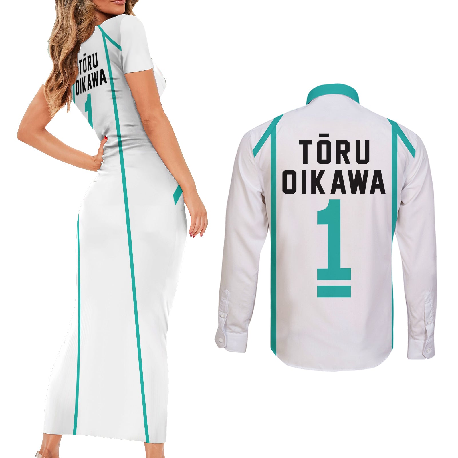 Toru Oikawa Couples Matching Short Sleeve Bodycon Dress and Long Sleeve Button Shirt Aoba Johsai