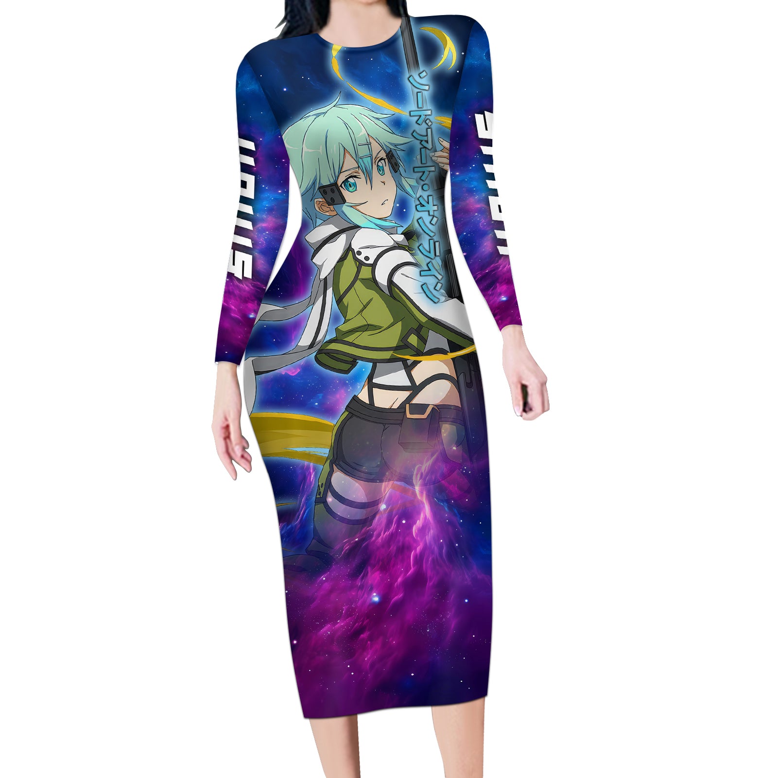 Sinon Long Sleeve Bodycon Dress Sword Art Galaxy Style
