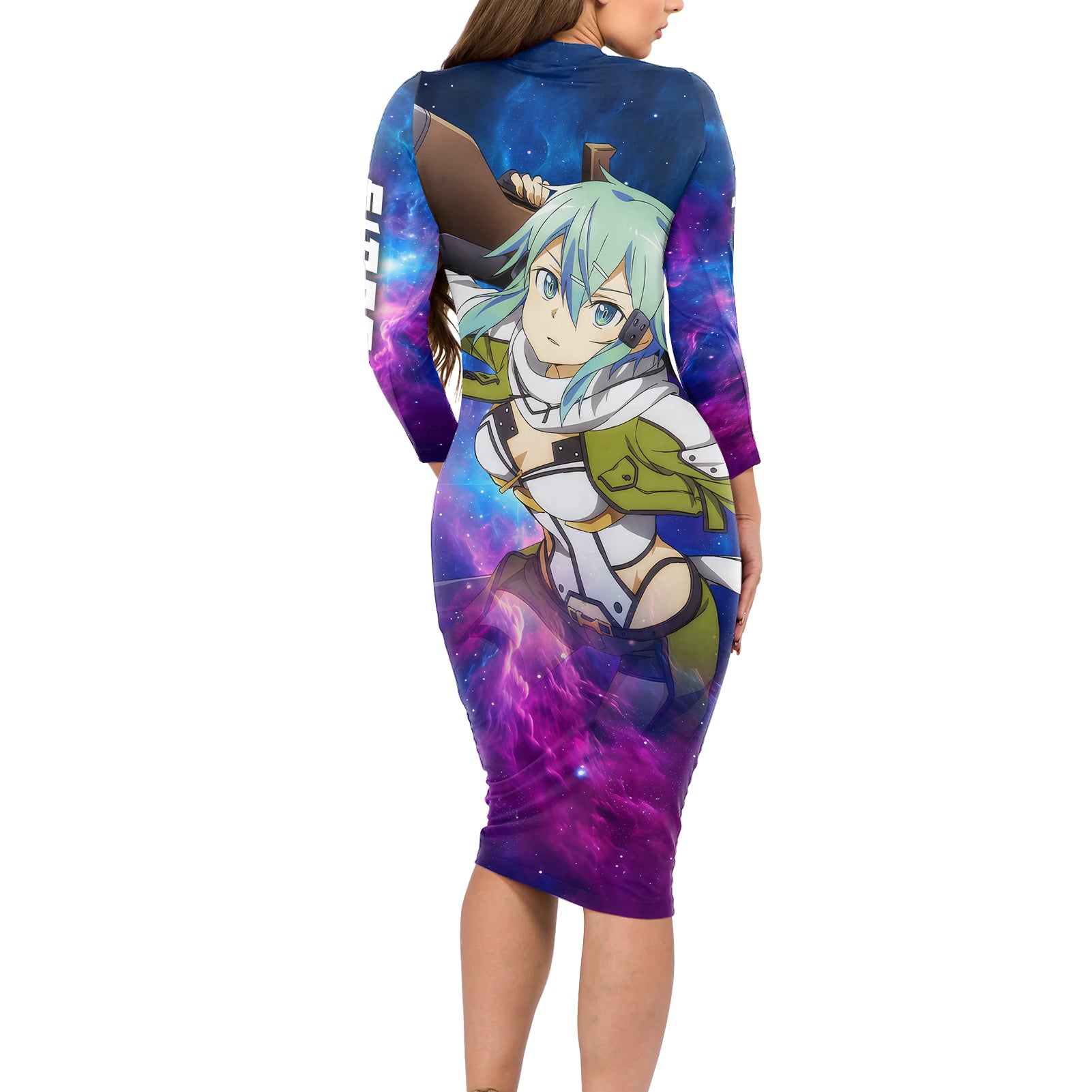 Sinon Long Sleeve Bodycon Dress Sword Art Galaxy Style