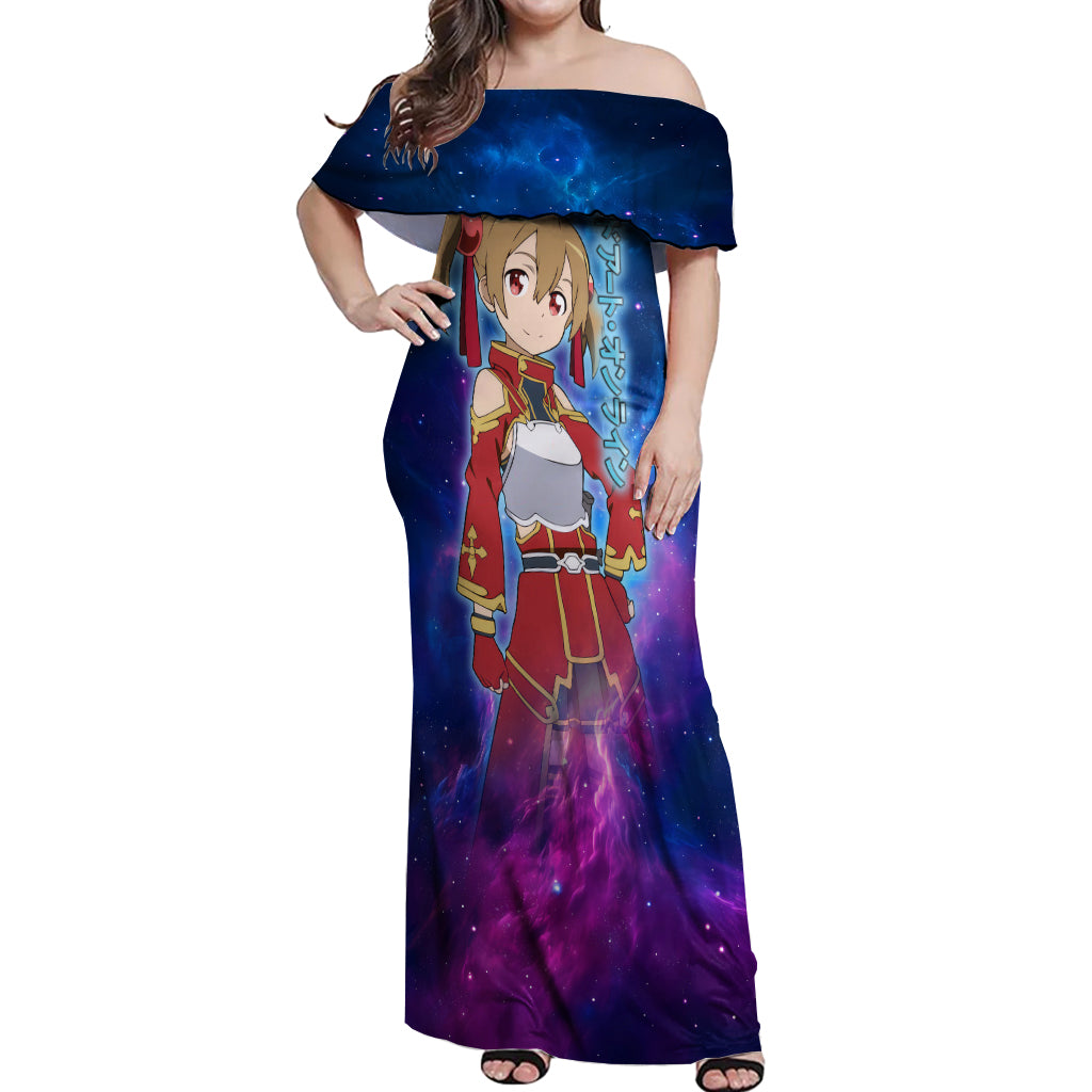 Silica Off Shoulder Maxi Dress Sword Art Galaxy Style