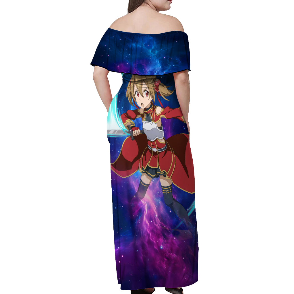 Silica Off Shoulder Maxi Dress Sword Art Galaxy Style