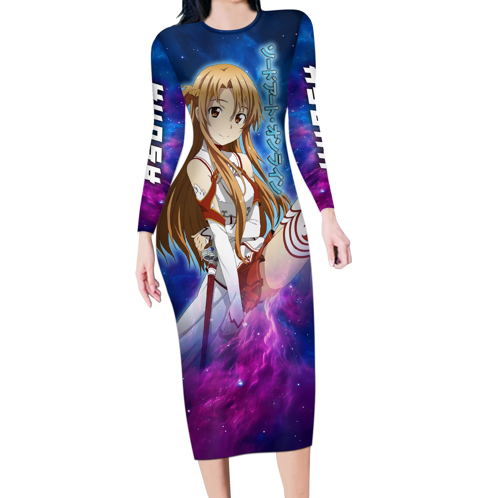 Asuna Long Sleeve Bodycon Dress Sword Art Galaxy Style