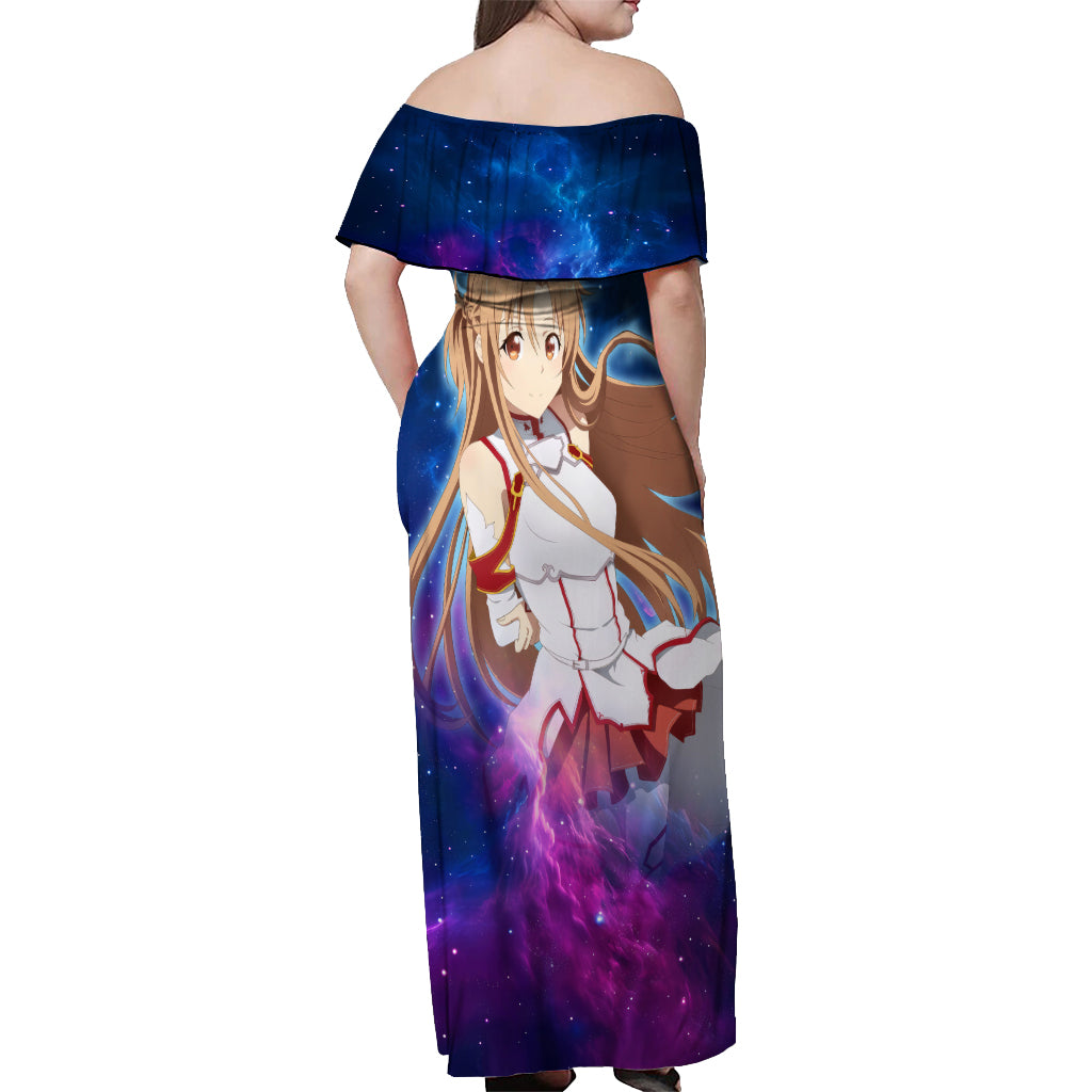Asuna Off Shoulder Maxi Dress Sword Art Galaxy Style