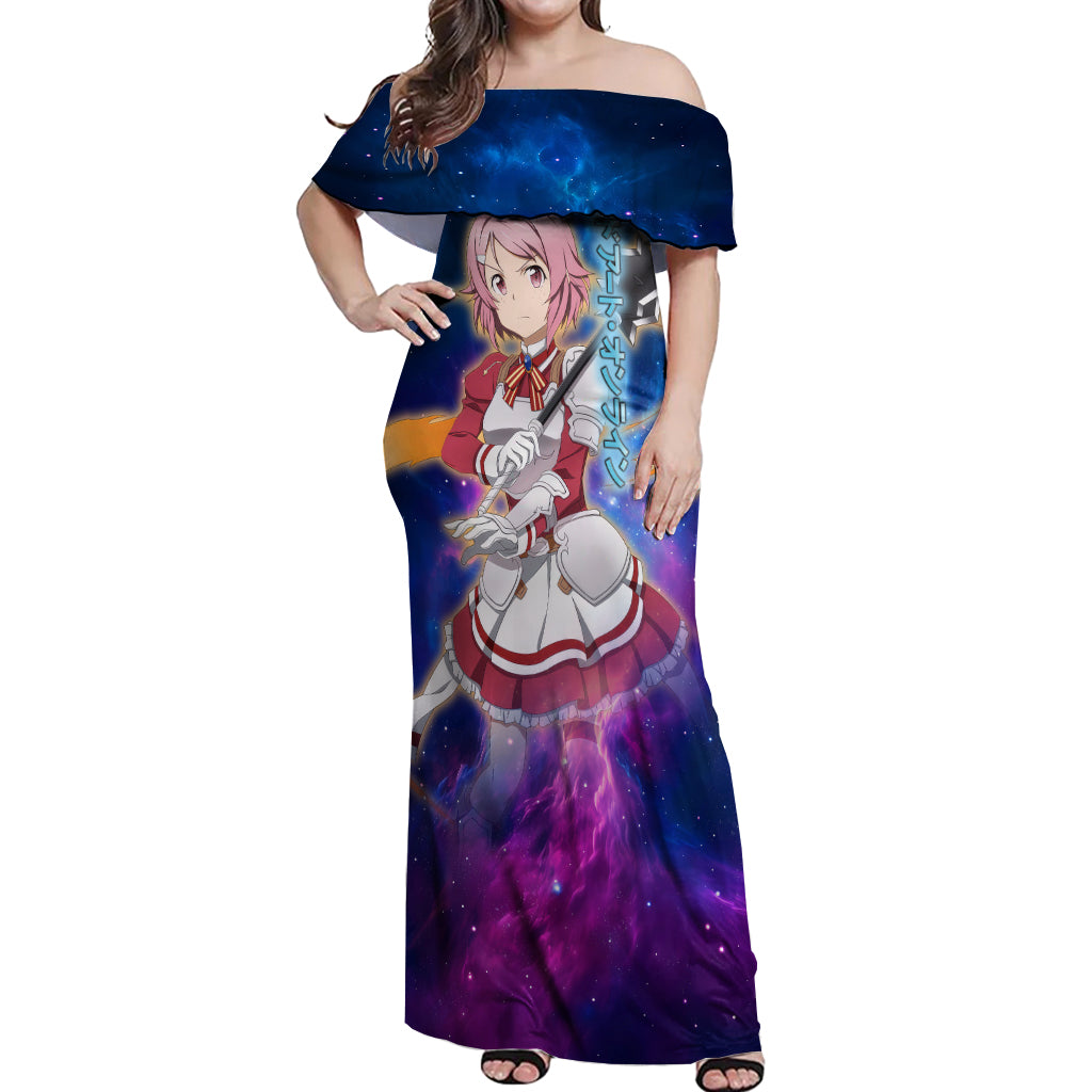 Shinozaki Rika Lisbeth Off Shoulder Maxi Dress Sword Art Galaxy Style
