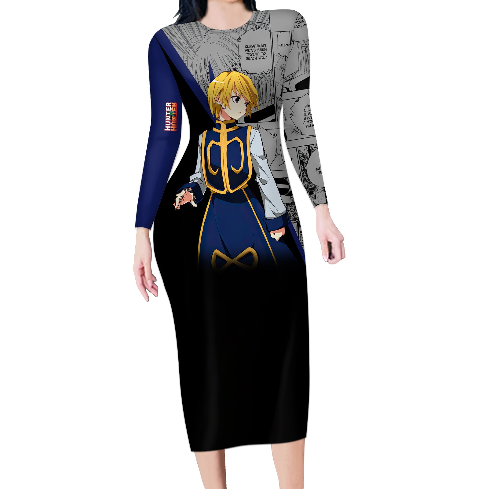 Kurapika Long Sleeve Bodycon Dress Manga Style