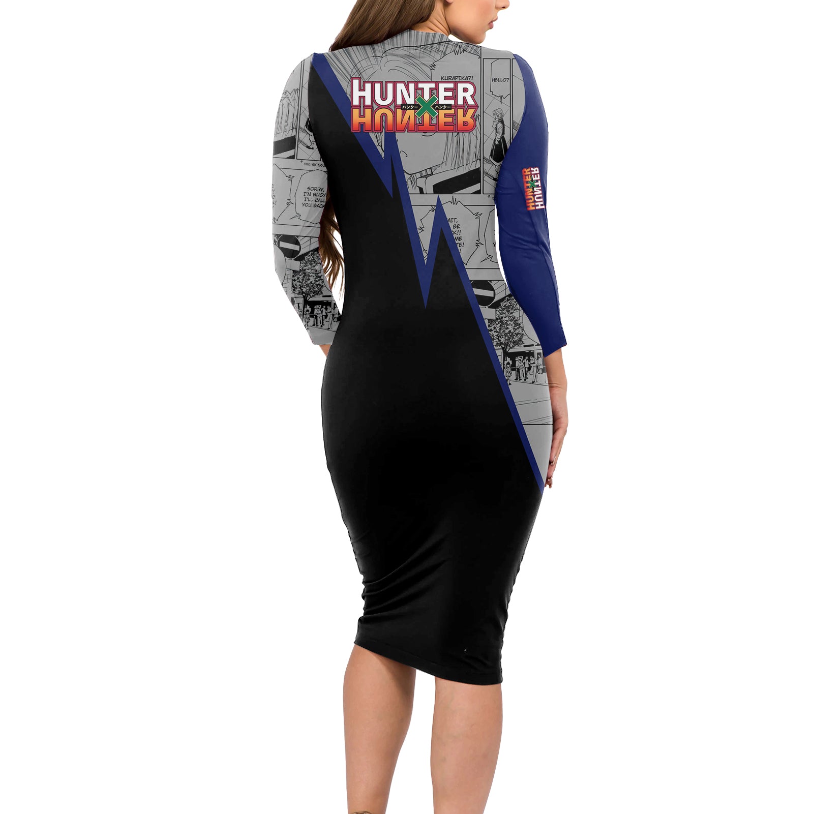 Kurapika Long Sleeve Bodycon Dress Manga Style