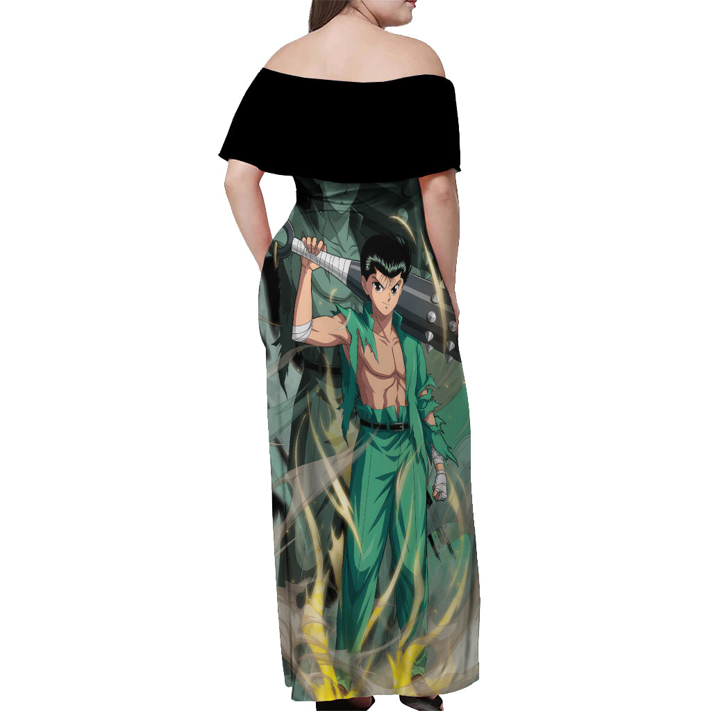 Yusuke Urameshi Off Shoulder Maxi Dress Yu Yu Hakusho Anime Style