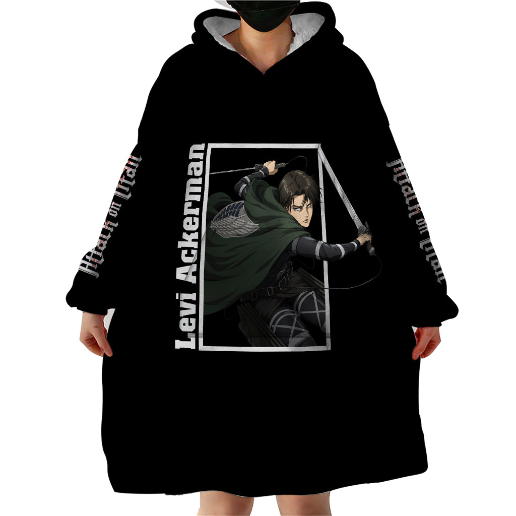 Levi Ackerman Wearable Blanket Hoodie Attack On Titan Anime Style