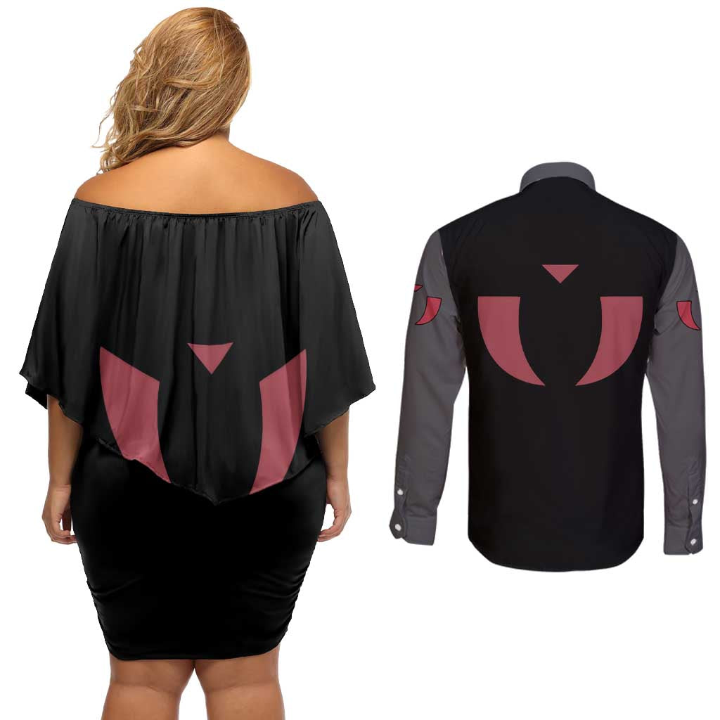 Kiba Inuzuka - Naruto Couples Matching Off Shoulder Short Dress and Long Sleeve Button Shirt Anime Mix Manga Style