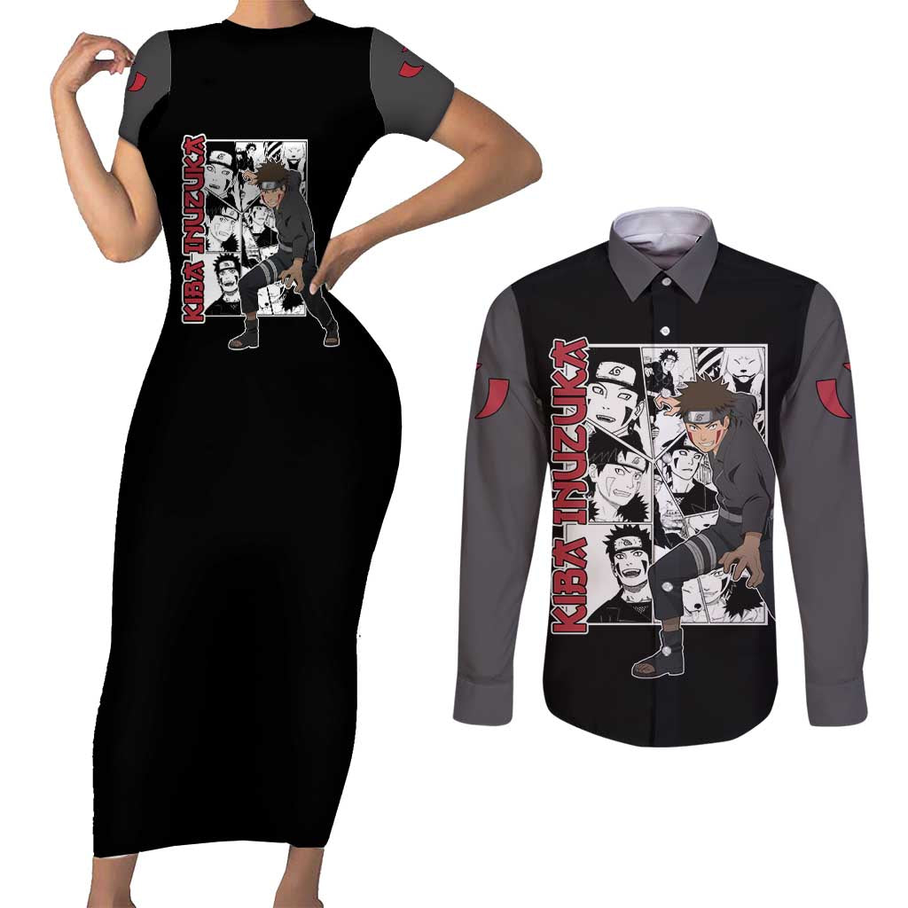 Kiba Inuzuka - Naruto Couples Matching Short Sleeve Bodycon Dress and Long Sleeve Button Shirt Anime Mix Manga Style