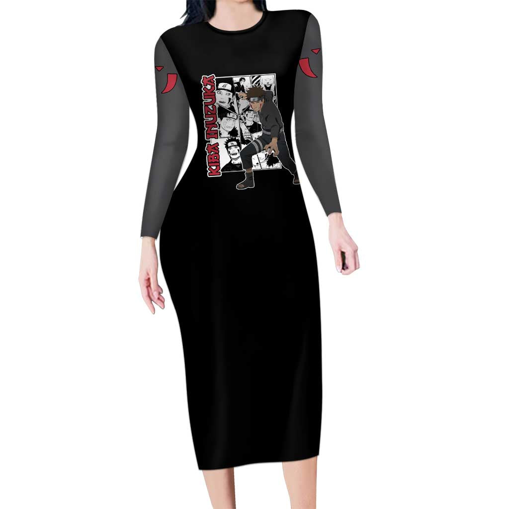 Kiba Inuzuka - Naruto Long Sleeve Bodycon Dress Anime Mix Manga Style