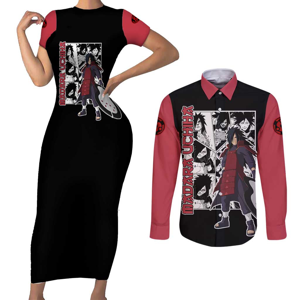 Madara Uchiha - Naruto Couples Matching Short Sleeve Bodycon Dress and Long Sleeve Button Shirt Anime Mix Manga Style