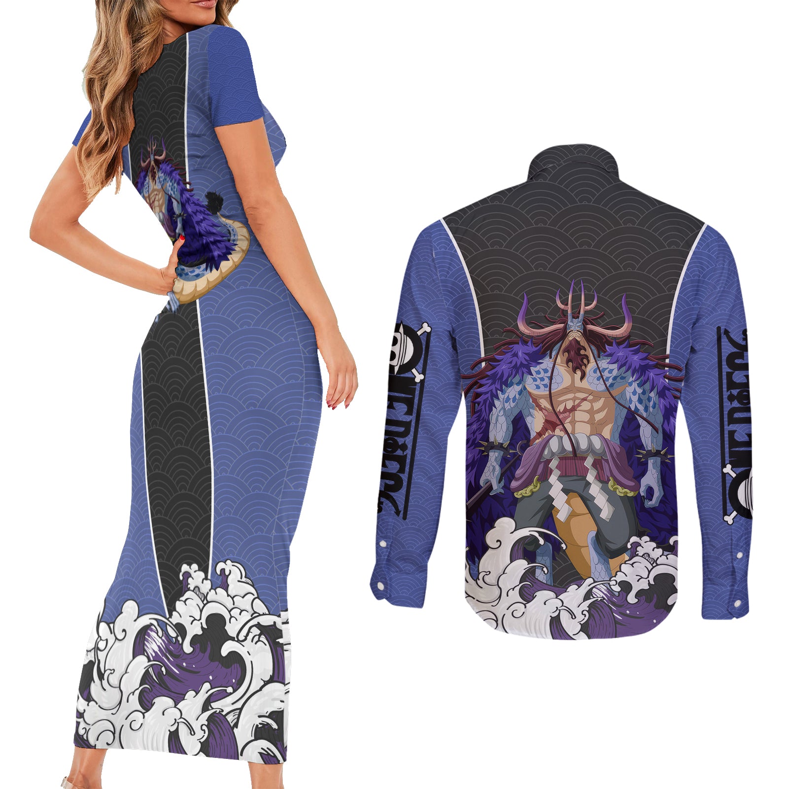 Kaido Hybrid - One Piece Couples Matching Short Sleeve Bodycon Dress and Long Sleeve Button Shirt Japan Anime Style