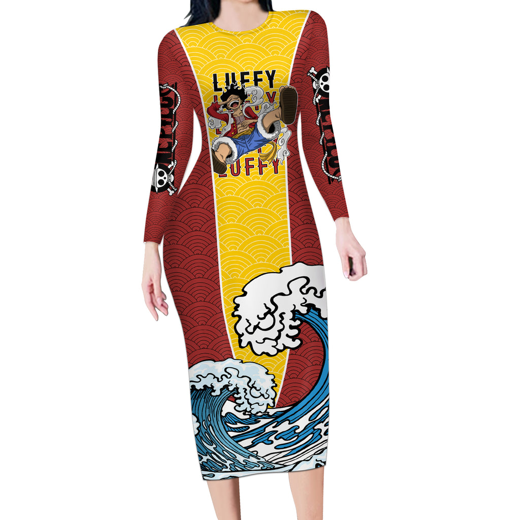 Luffy - One Piece Long Sleeve Bodycon Dress Anime Japan Style