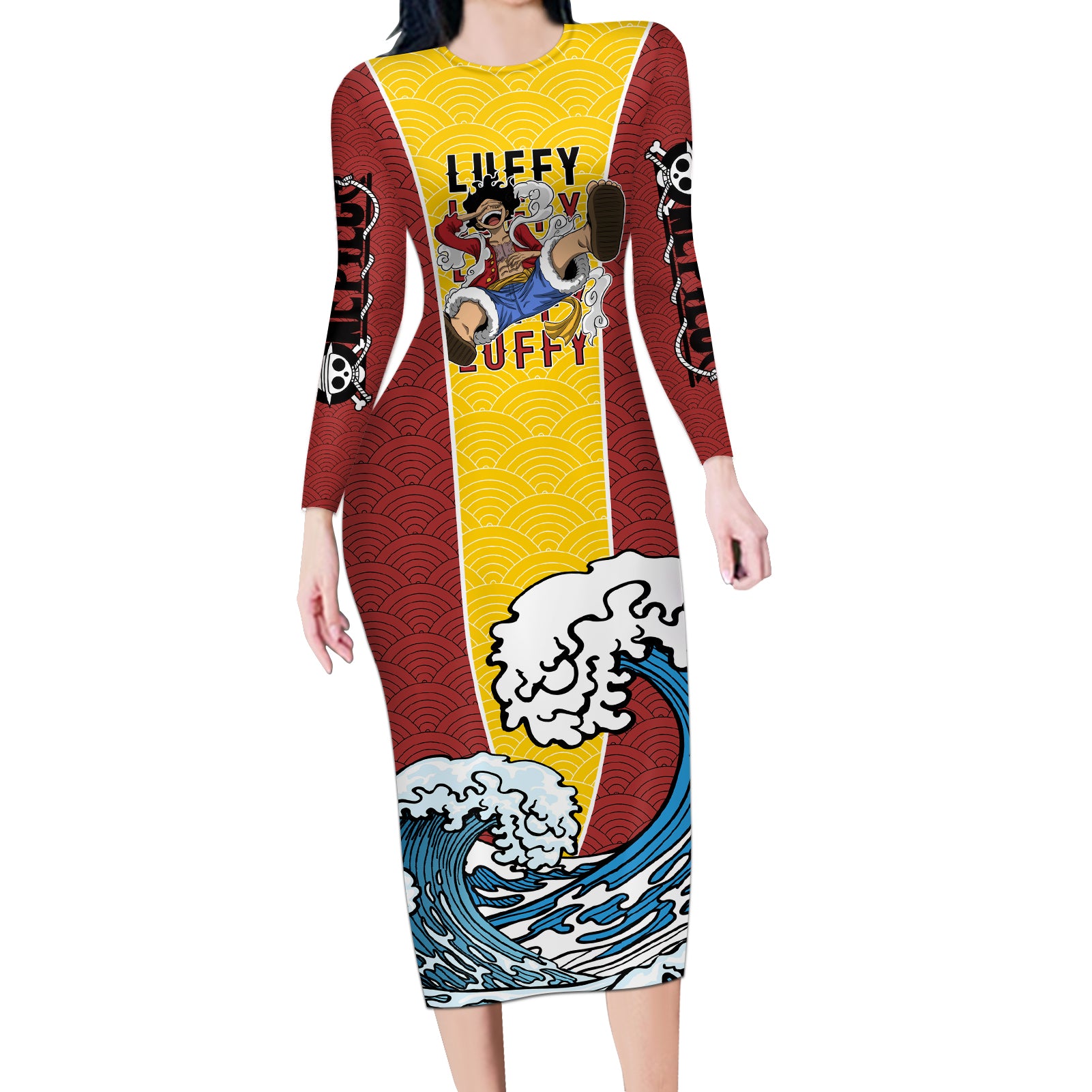 Luffy - One Piece Long Sleeve Bodycon Dress Anime Japan Style