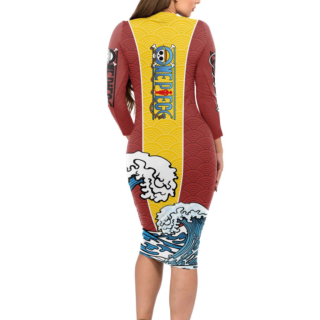 Luffy - One Piece Long Sleeve Bodycon Dress Anime Japan Style