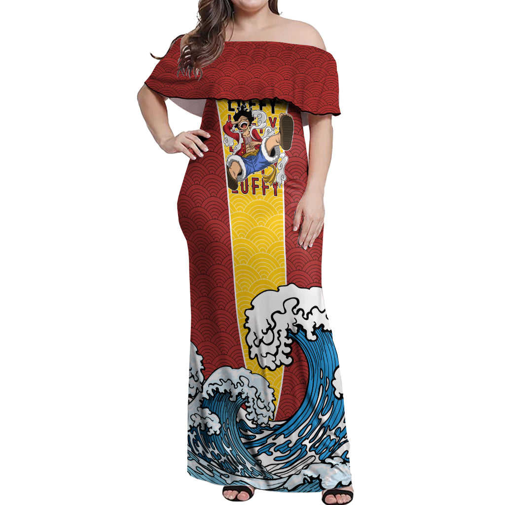 Luffy - One Piece Off Shoulder Maxi Dress Anime Japan Style