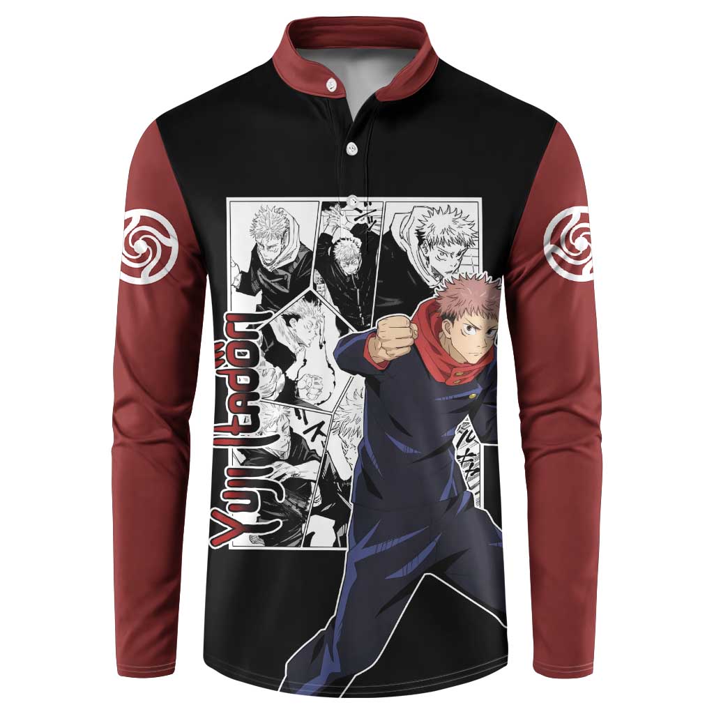Yuji Itadori - Jujustu Kaisen Button Sweatshirt Anime Mix Manga Style