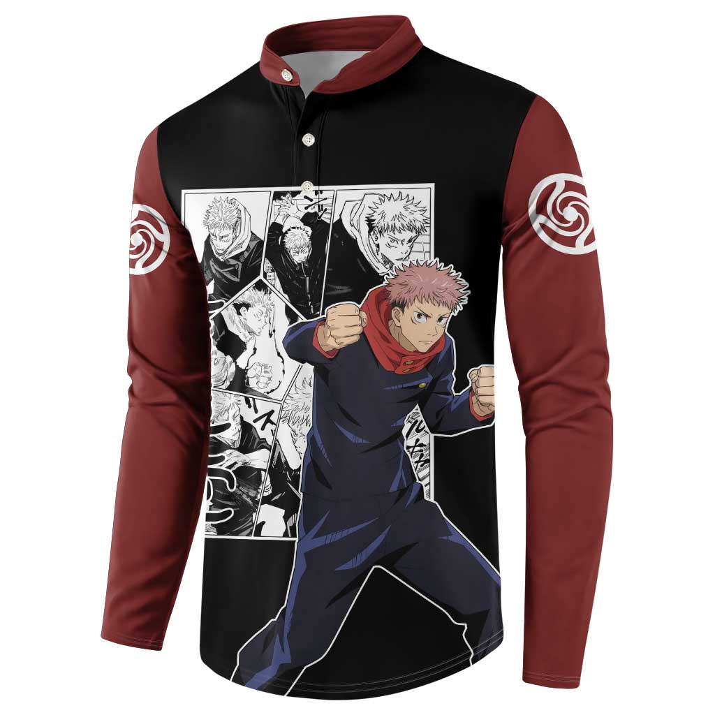 Yuji Itadori - Jujustu Kaisen Button Sweatshirt Anime Mix Manga Style