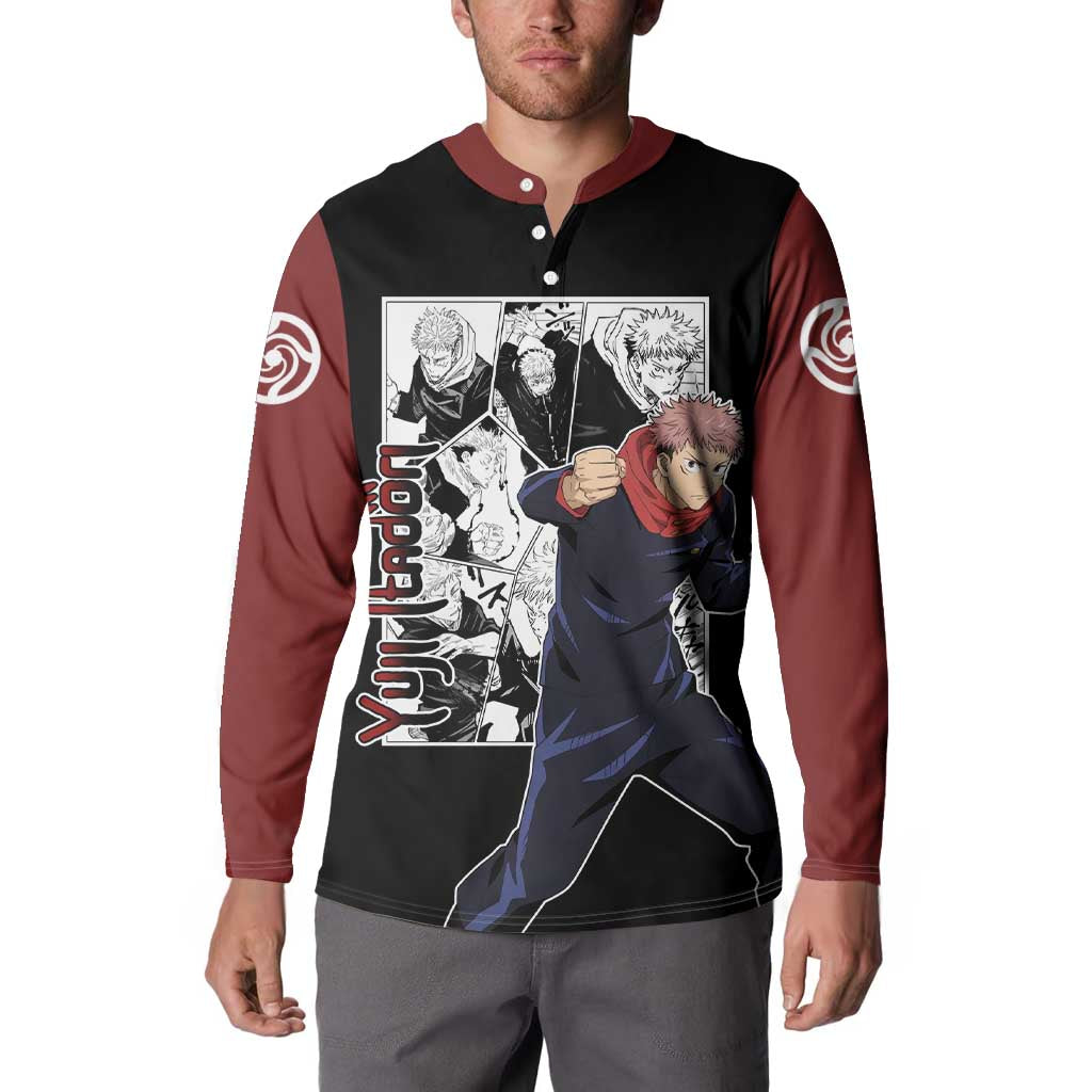 Yuji Itadori - Jujustu Kaisen Button Sweatshirt Anime Mix Manga Style