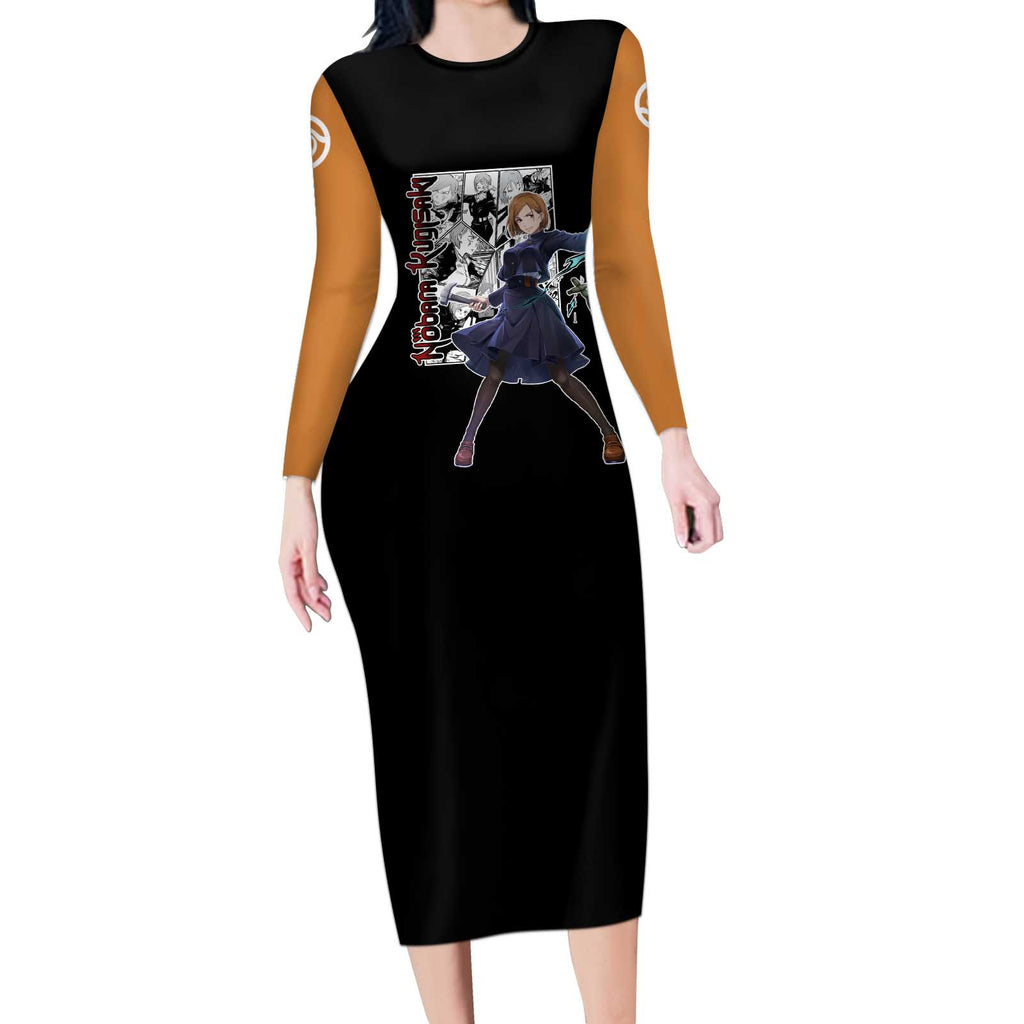 Nobara Kugisaki - Jujustu Kaisen Long Sleeve Bodycon Dress Anime Mix Manga Style