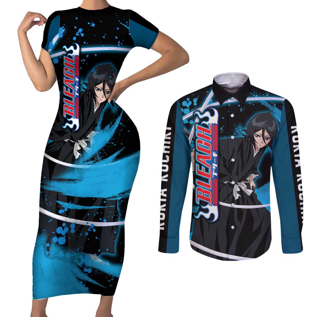 Rukia Kuchiki -  Bleach Couples Matching Short Sleeve Bodycon Dress and Long Sleeve Button Shirt Anime Style