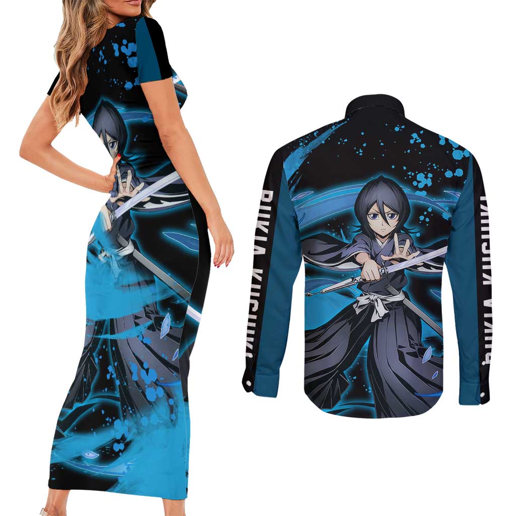 Rukia Kuchiki -  Bleach Couples Matching Short Sleeve Bodycon Dress and Long Sleeve Button Shirt Anime Style
