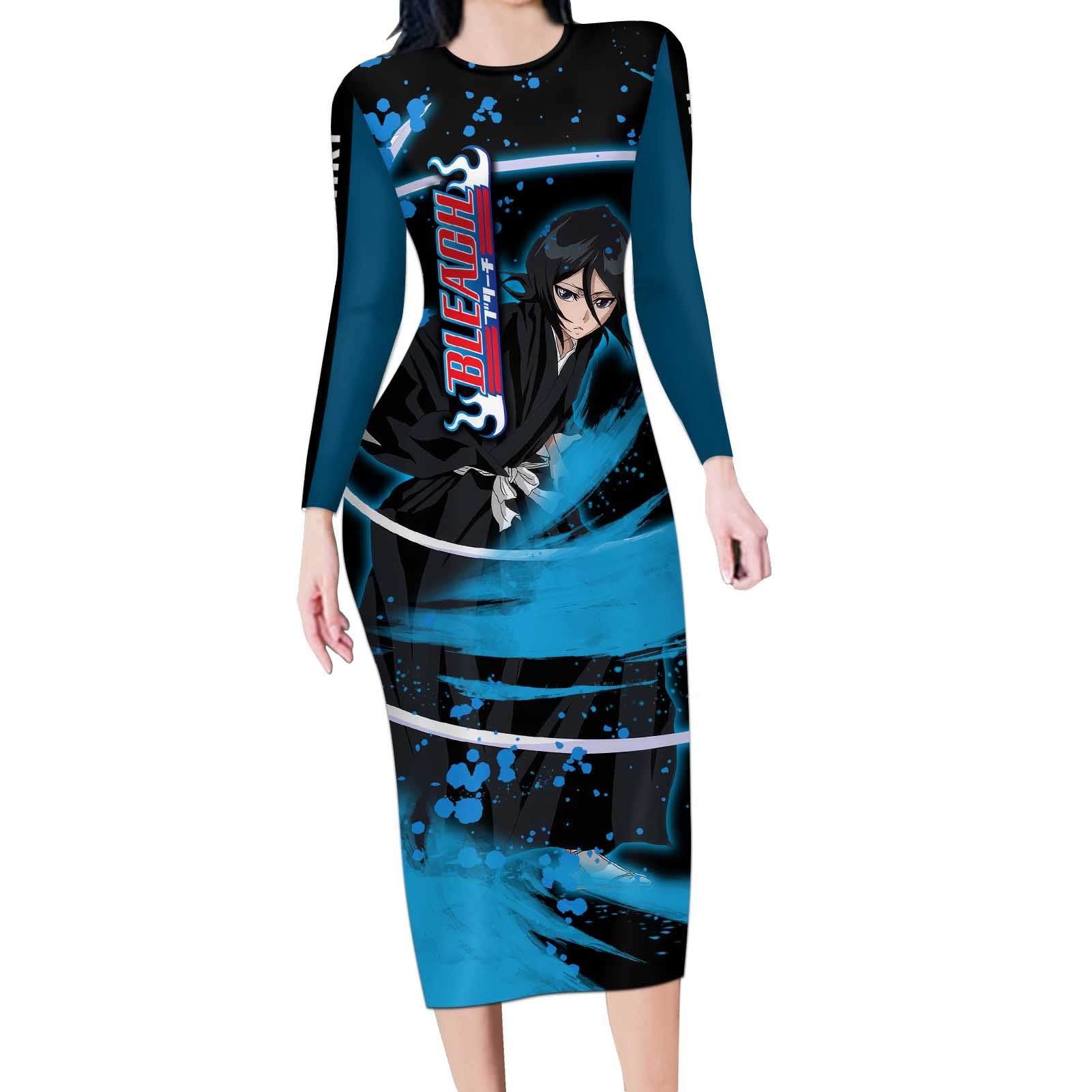 Rukia Kuchiki -  Bleach Long Sleeve Bodycon Dress Anime Style