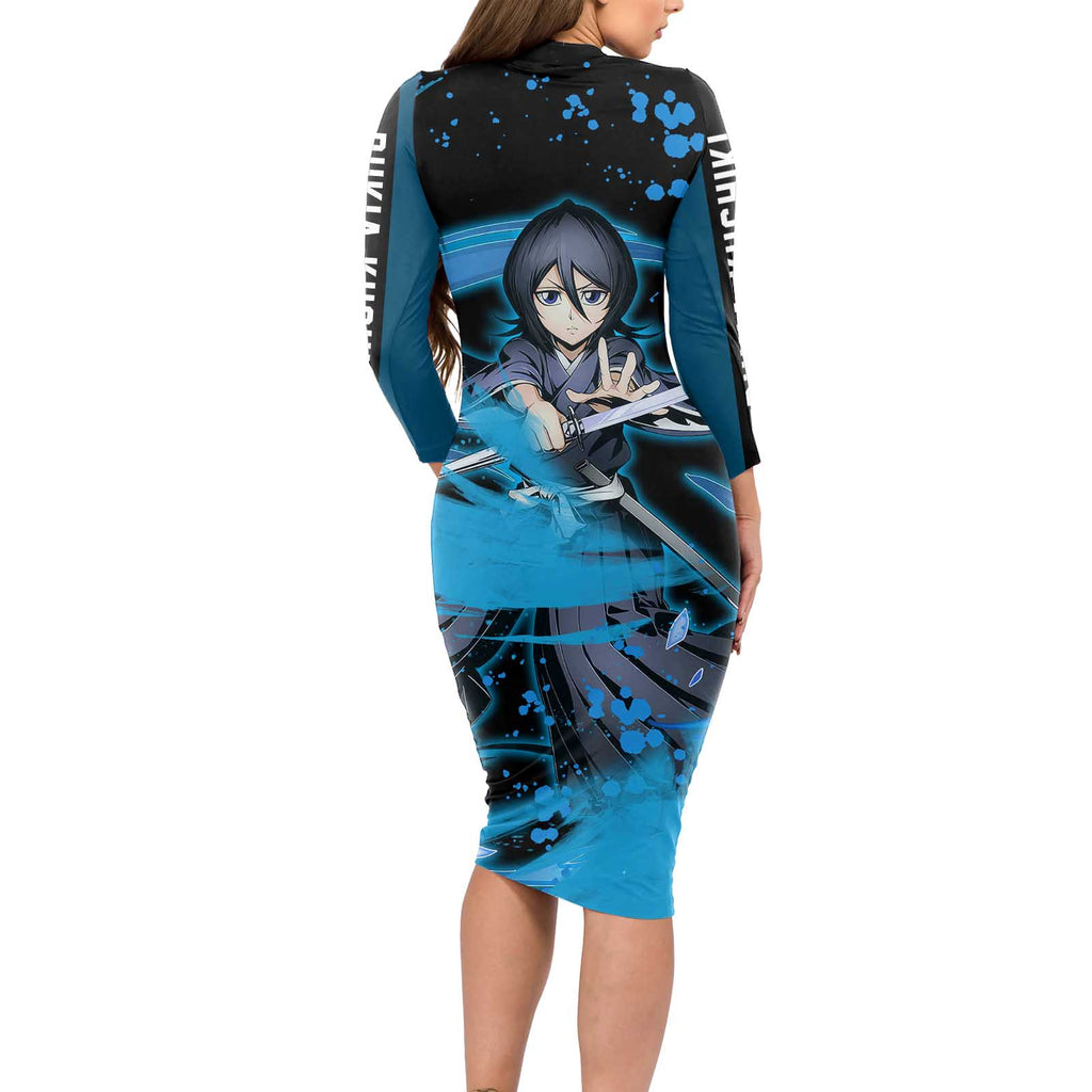 Rukia Kuchiki -  Bleach Long Sleeve Bodycon Dress Anime Style