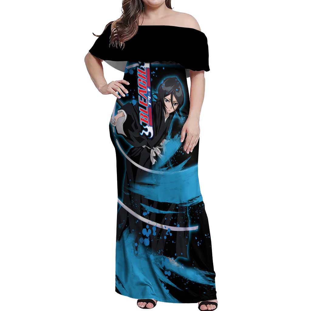 Rukia Kuchiki -  Bleach Off Shoulder Maxi Dress Anime Style