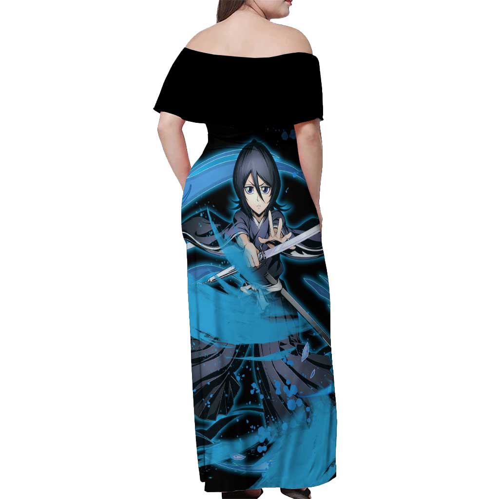 Rukia Kuchiki -  Bleach Off Shoulder Maxi Dress Anime Style