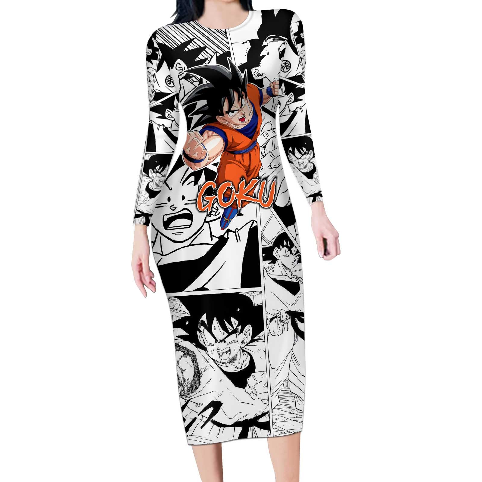 Goku - Dragon Ball Long Sleeve Bodycon Dress Anime Style