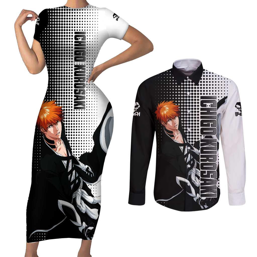 Ichigo - Bleach Couples Matching Short Sleeve Bodycon Dress and Long Sleeve Button Shirt Anime Mix Manga Style