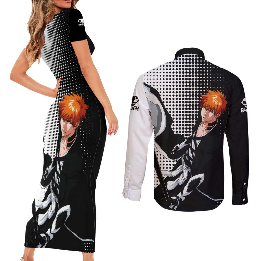 Ichigo - Bleach Couples Matching Short Sleeve Bodycon Dress and Long Sleeve Button Shirt Anime Mix Manga Style
