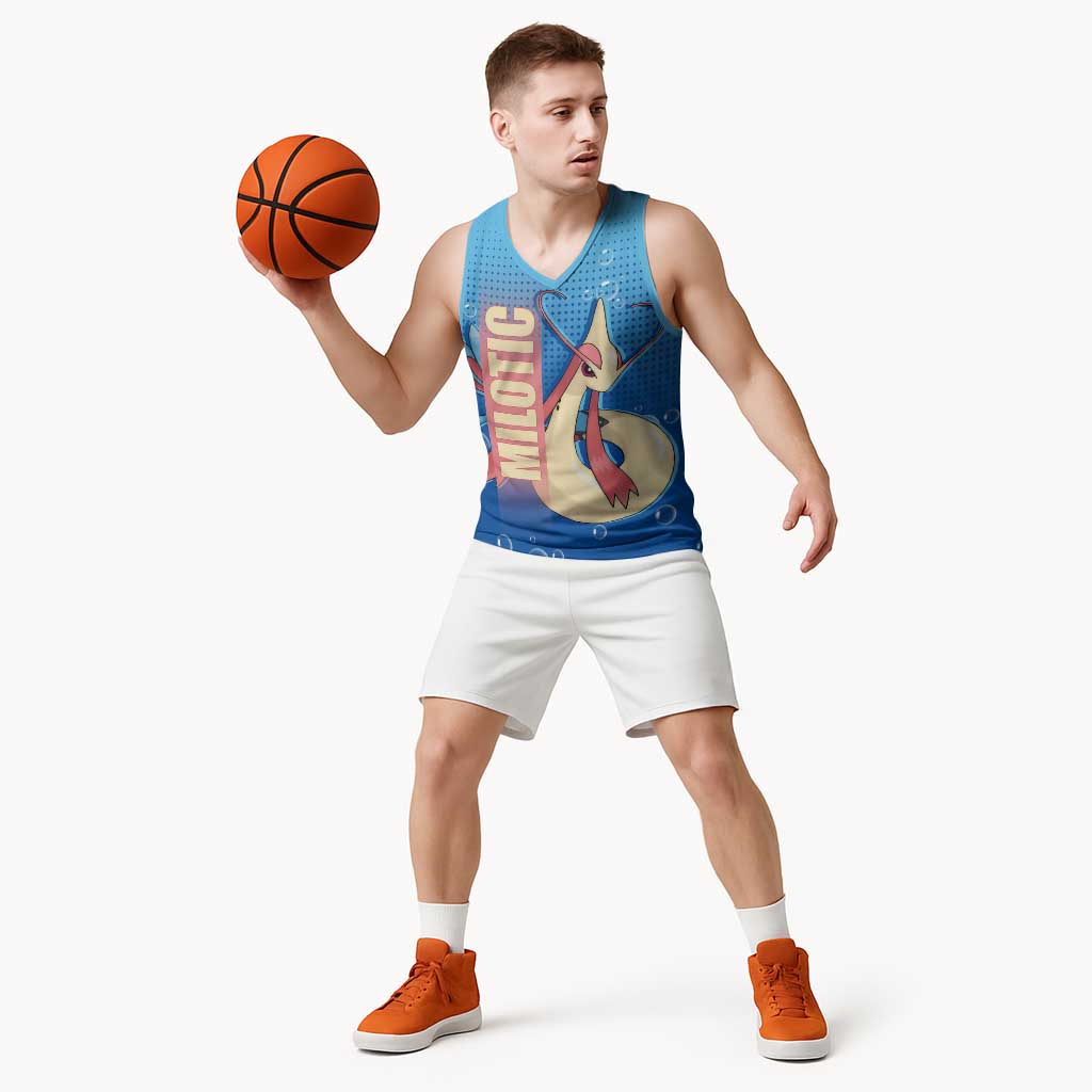 Milotic from Poké Basketball Jersey with Water Type Ability and Graceful Pose Design - The Mazicc