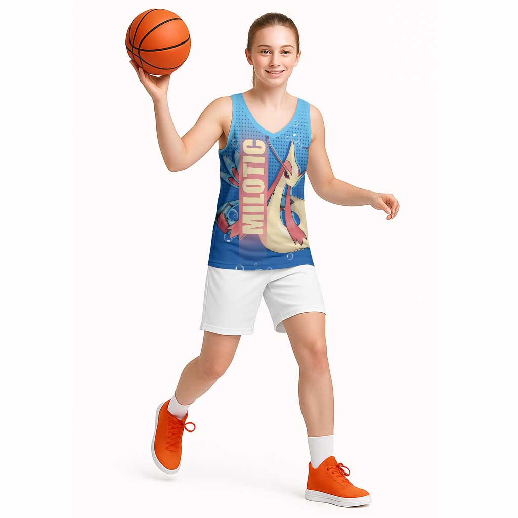 Milotic from Poké Basketball Jersey with Water Type Ability and Graceful Pose Design - The Mazicc