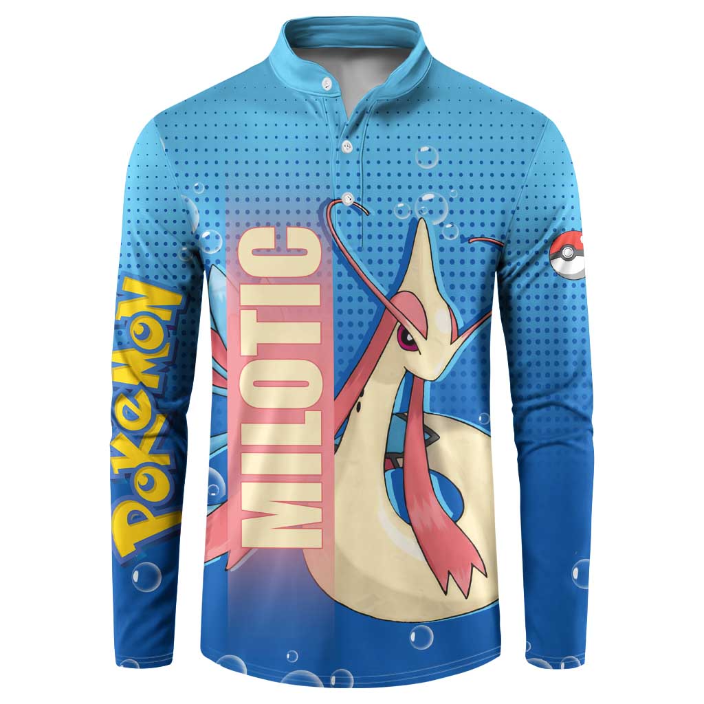 Milotic from Poké Button Sweatshirt with Water Type Ability and Graceful Pose Design - The Mazicc