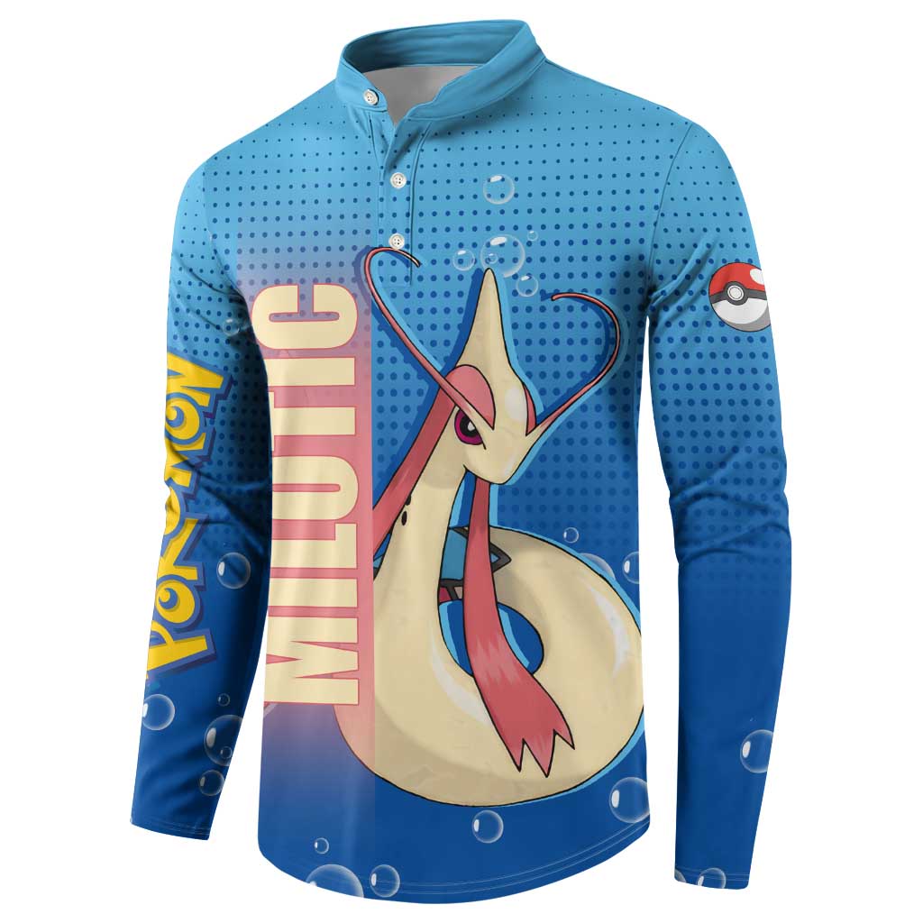 Milotic from Poké Button Sweatshirt with Water Type Ability and Graceful Pose Design - The Mazicc