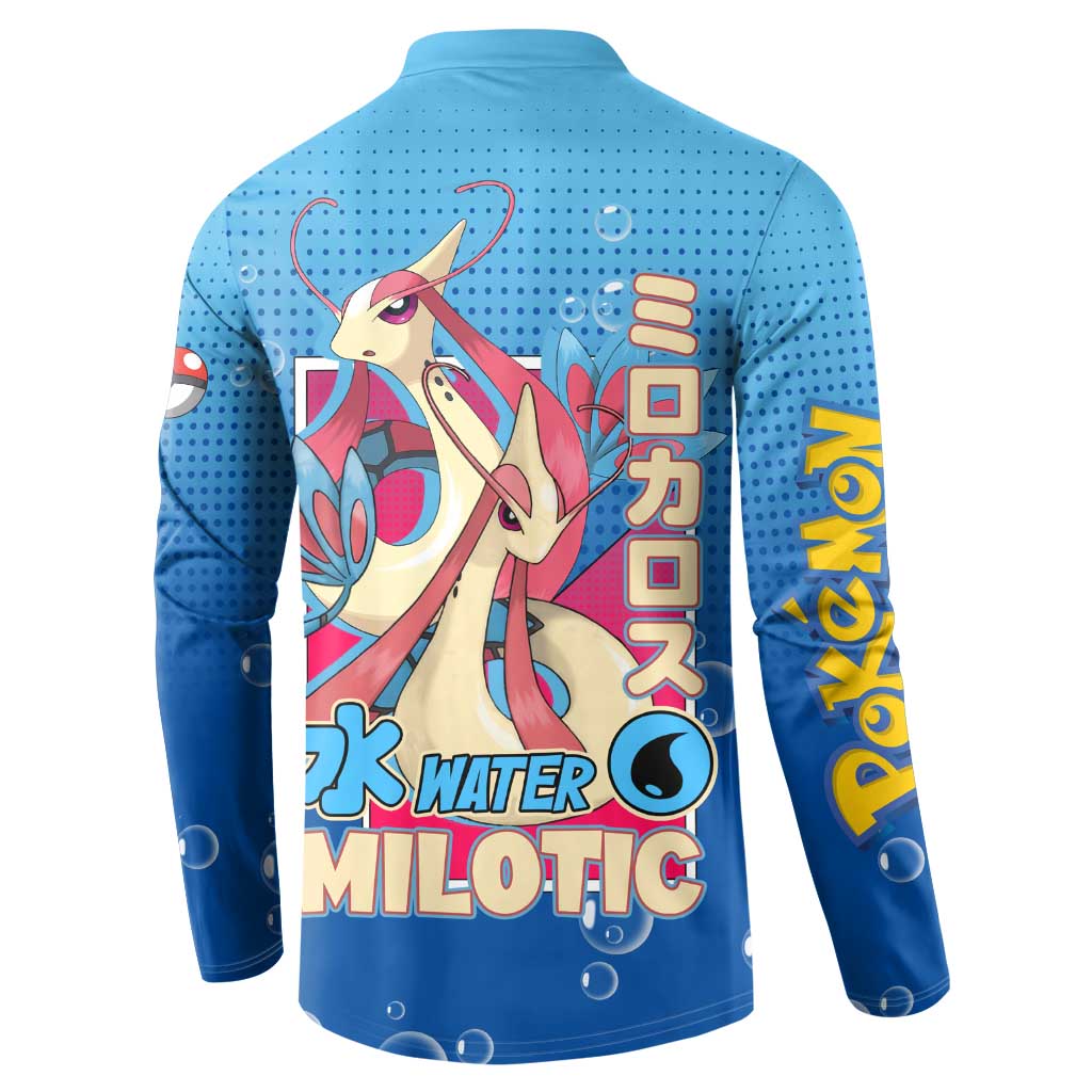 Milotic from Poké Button Sweatshirt with Water Type Ability and Graceful Pose Design - The Mazicc