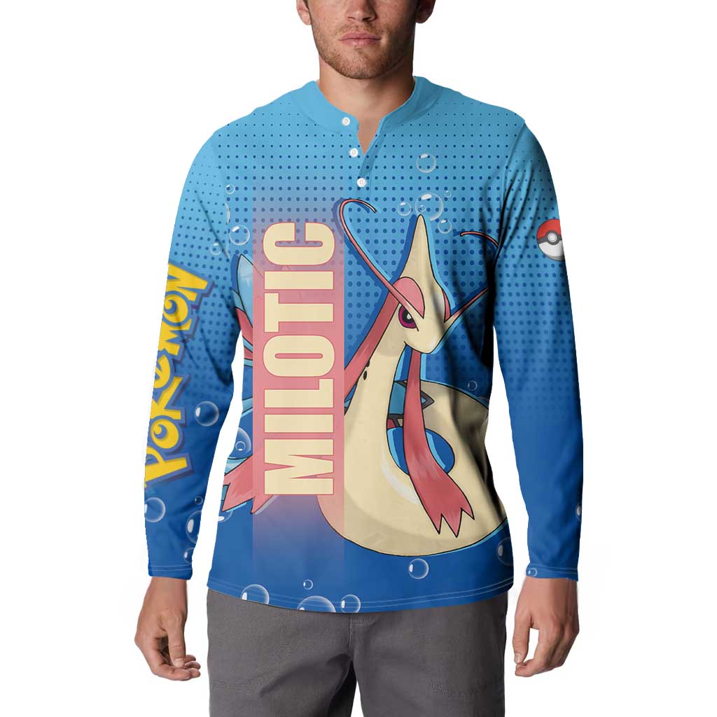 Milotic from Poké Button Sweatshirt with Water Type Ability and Graceful Pose Design - The Mazicc