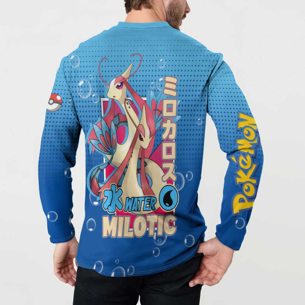 Milotic from Poké Button Sweatshirt with Water Type Ability and Graceful Pose Design - The Mazicc